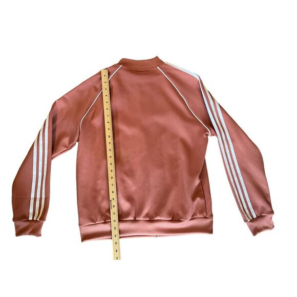 Adidas Bomber Jacket Women's Size L Pink Long Sleeve Full Zipper Ribbed Cuff - Picture 3 of 5